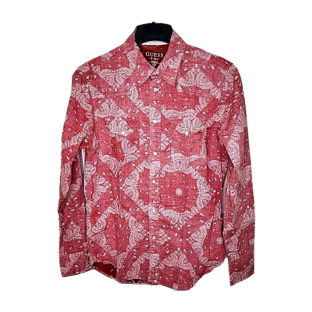 Guess Los Angeles Men's Shirt Size S Pearl Snap Long Sleeve Western Wear